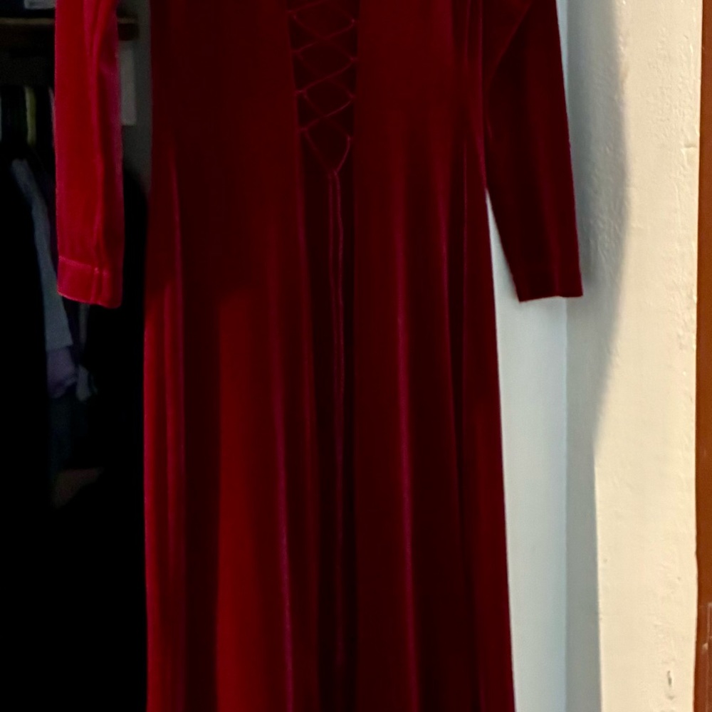 Elegant Red Velvet Dress